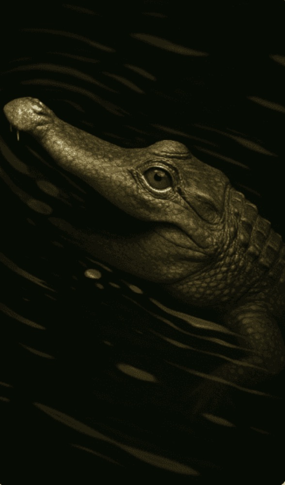 Comic-style panel features realistic crocodiles interacting with Lacoste bottles