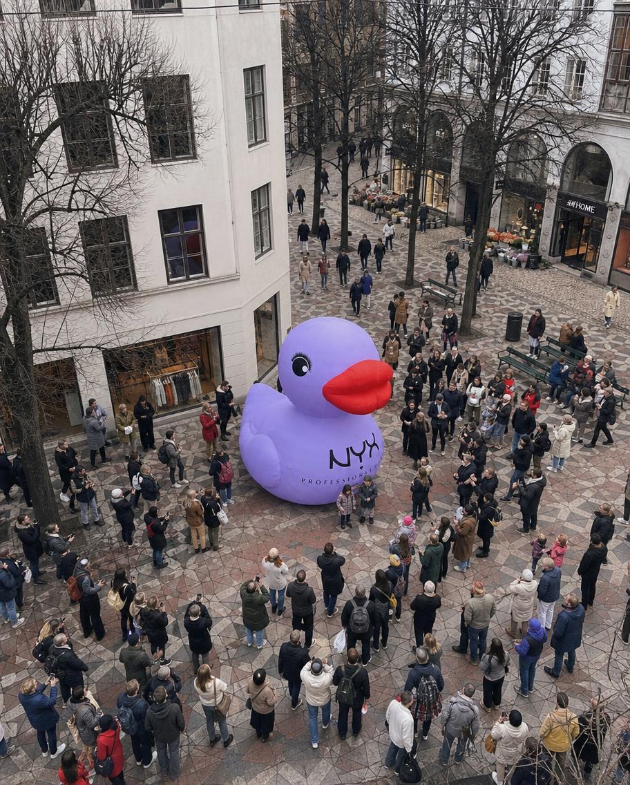From above: one duck holding a whole square.