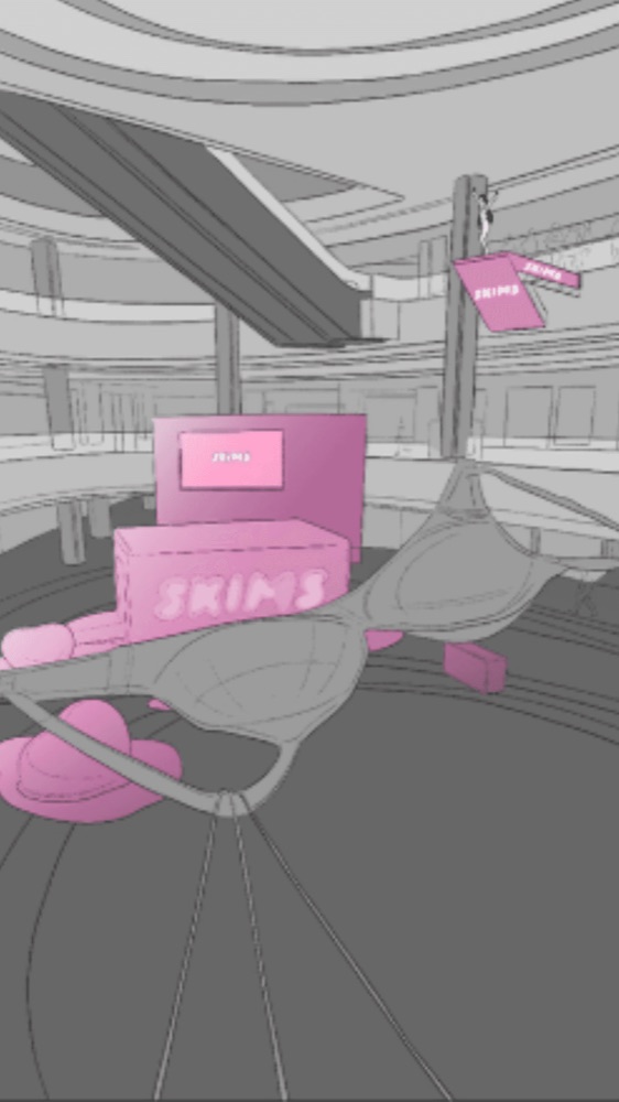 Concept sketch: the inflatable in the mall atrium